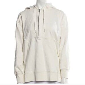 La Ligne Super Half Zip Hoodie Sweatshirt White Size XS